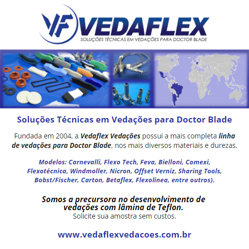 Vedaflex Vedações • Soluções Técnicas em Vedações para Doctor Blade. Fundada em 2004, a Vedaflex Vedações possui a mais completa linha de vedações para Doctor Blade, nos mais diversos materiais e durezas. Modelos: Carnevalli, Flexo Tech, Feva, Bielloni, Comexi, Flexotécnica, Windmoller, Nicron, Offset Verniz, Sharing Tools, Bobst/Fischer, Carton, Betaflex, Flexolinea, entre outros. Somos a precursora no desenvolvimento de vedações com lâmina de Teflon. Solicite sua amostra sem custos.