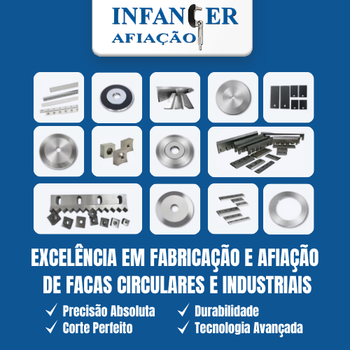 Afiação Infanger | Empresa há 20 anos no mercado, oferecendo produtos de qualidade para sua gráfica. Temos uma ampla linha de produtos dos melhores fornecedores: Facas circulares Facas paralelas Facas conforme modelo ou desenho.