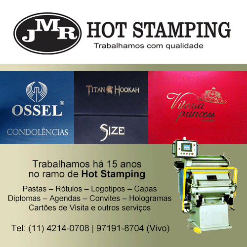JMR Hot Stamping - Trabalhamos há 15 anos no ramo de Hot Stamping. Pastas – Rótulos – Logotipos – Capas - Diplomas – Agendas – Convites – Hologramas - Cartões de Visita e outros serviços.