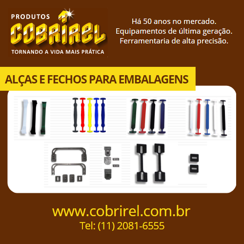 Cobrirel: Alças e Fechos para Embalagens. Há 50 anos no mercado. Equipamentos de última geração. Ferramentaria de alta precisão.