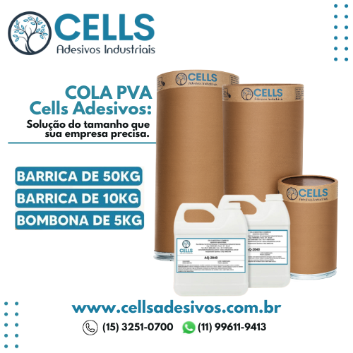 A Cells Adesivos desenvolve e fabrica adesivos industriais de alta qualidade, com distribuição para todo território nacional. COLA PVA: Solução do tamanho que sua empresa precisa.