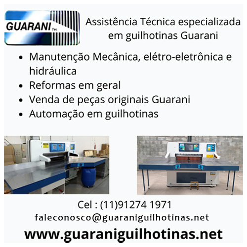 Manutenção em Guilhotinas Guarani • Assistência Técnica especializada em guilhotinas Guarani. Há mais de 30 anos de experiência na área, atuando em todo o território nacional.