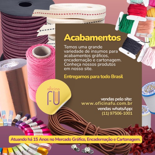 OFICINAFU - Encadernação | Cartonagem | Produtos e Materiais para Encadernação. Nossa loja é uma das mais completas lojas virtuais de produtos e materiais para encadernação, ferramentas, acabamentos, revestimentos, ferragens e papéis para Encadernação, Cartonagem e Papelaria Fina.