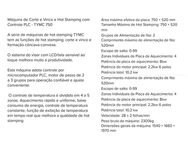 Máquina de Corte e Vinco Hot Stamping